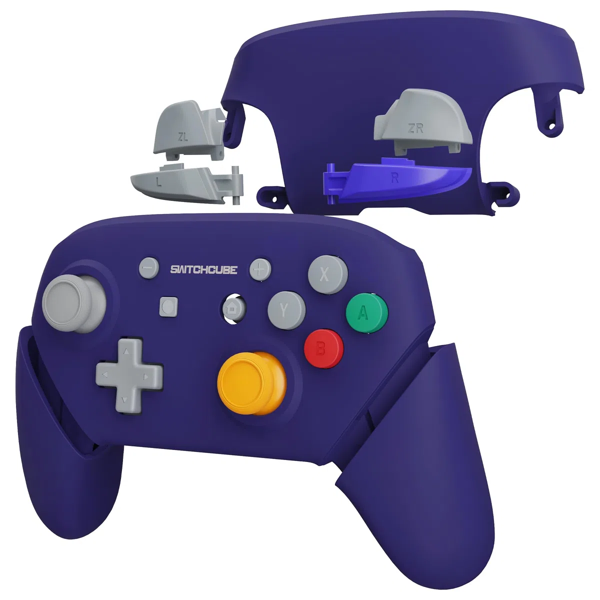 eXtremeRate Carcasa Agarre para Nintendo Switch Pro Funda Tacto Suave Grip Shell con Botones D-Pad ABXY Repuesto Reemplazable para Nintendo Switch Pro Control-No Incluye Mando(Clásico SwitchCube)