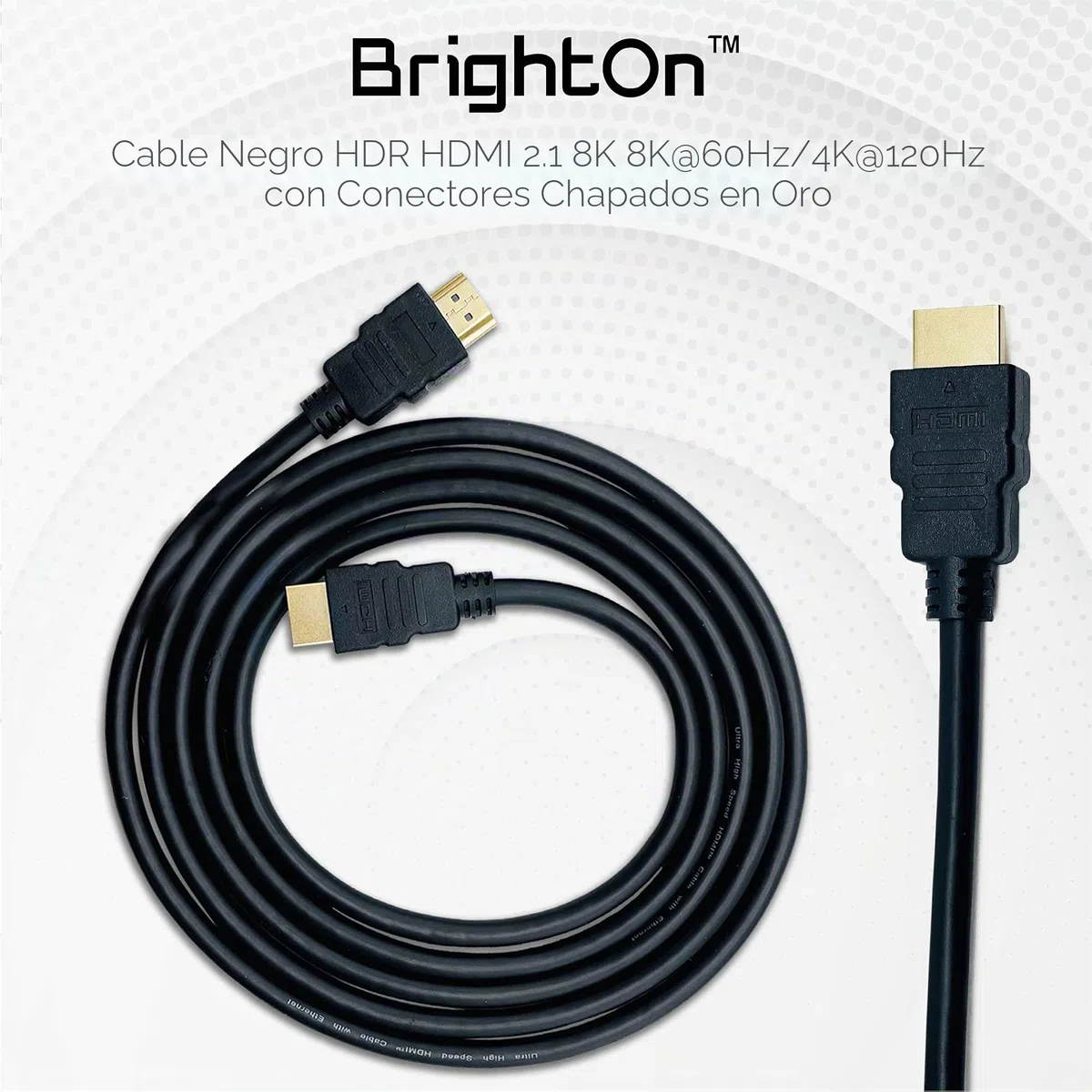 BrightOn Paquete Compatible Con PS5 | Cable Negro 8K HDMI 2.1 HDR 8K @60Hz/4K @120Hz | Ethernet CAT 7 de Súper Alta Velocidad | Carga Rápida USB A a USB C