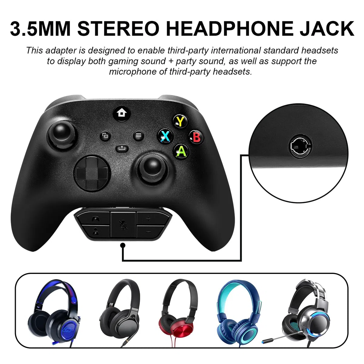 ARCELI Adaptador de Auriculares Xbox One, Estéreo y Audio para Xbox One/One S/Series S/X - Accesorios para Controlador