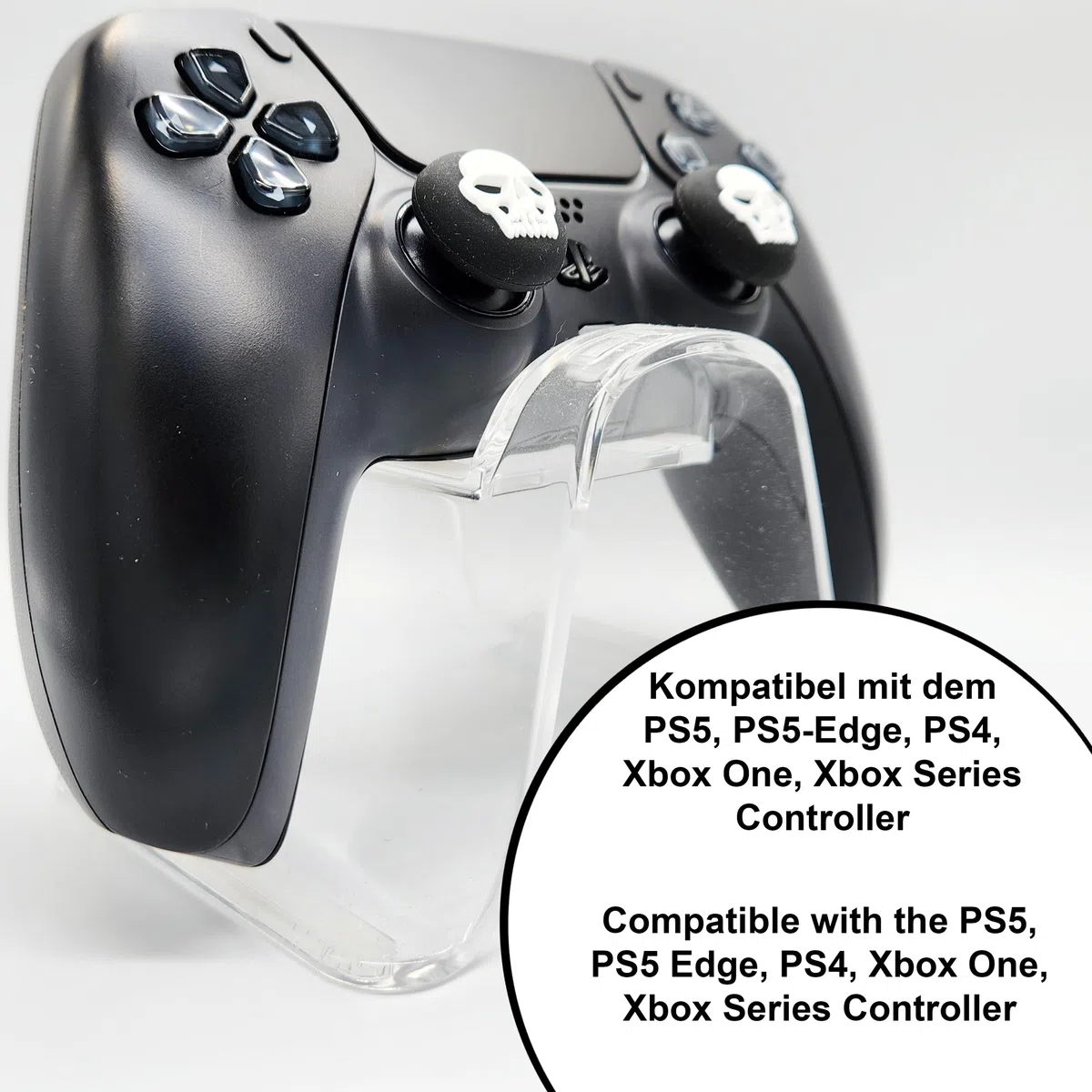 MatoSan® 4 Tapas de Calavera, Agarre para PS4 y PS5, Accesorios para Controlador, Silicona Compatible con Xbox One Series y PS5 Edge Controller