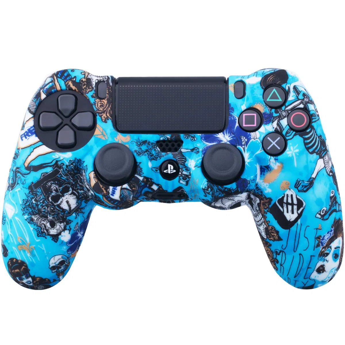 Yorha Water Transfer Printing (Hexe) Funda de Silicona para PS4/Slim/Pro Dualshock 4 mandos x 1 con Accesorios x 10