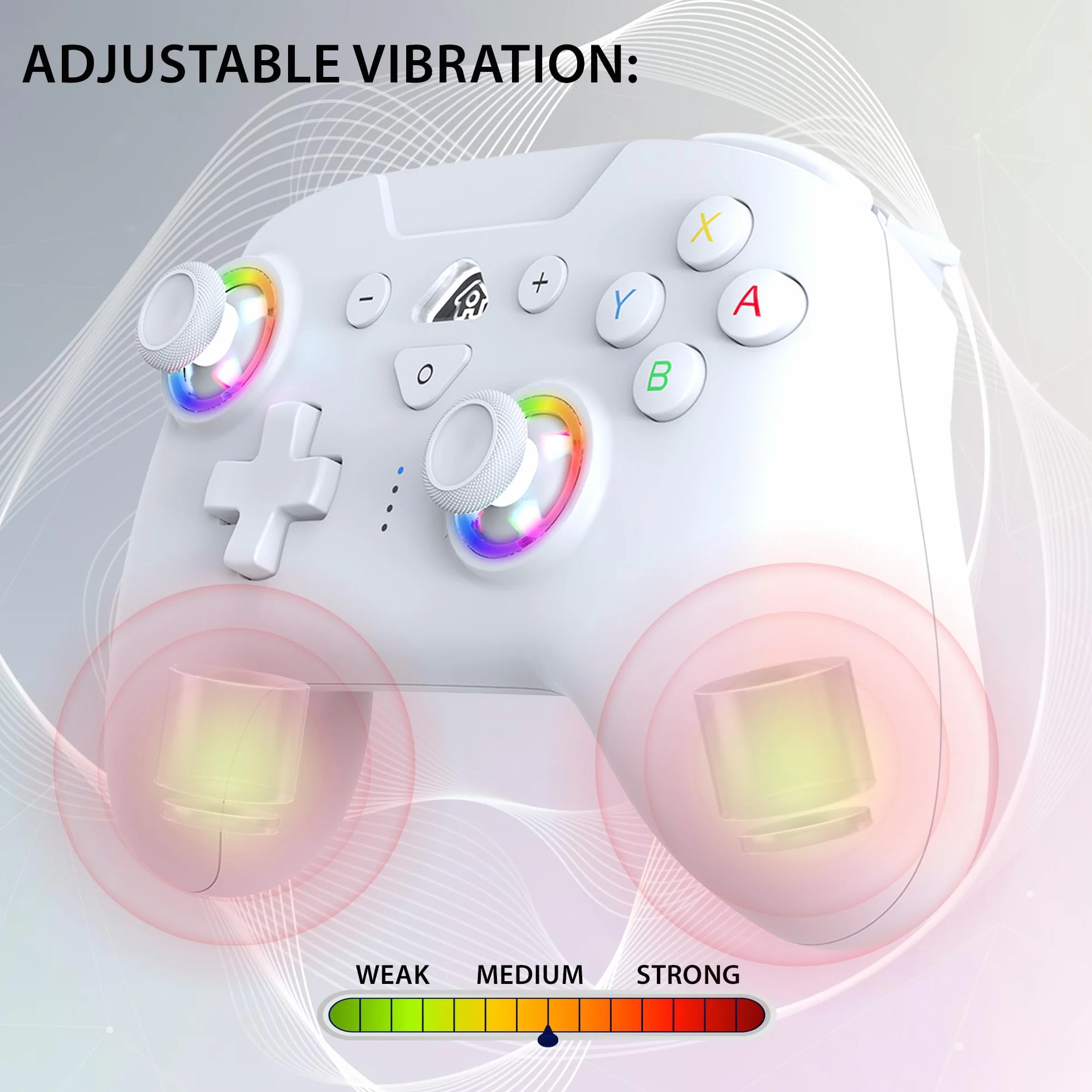 Subsonic – Mando para Nintendo Switch/Switch 2 - Mando Switch inalámbrico bluetooth con LED, vibración y giroscopio - Blanco