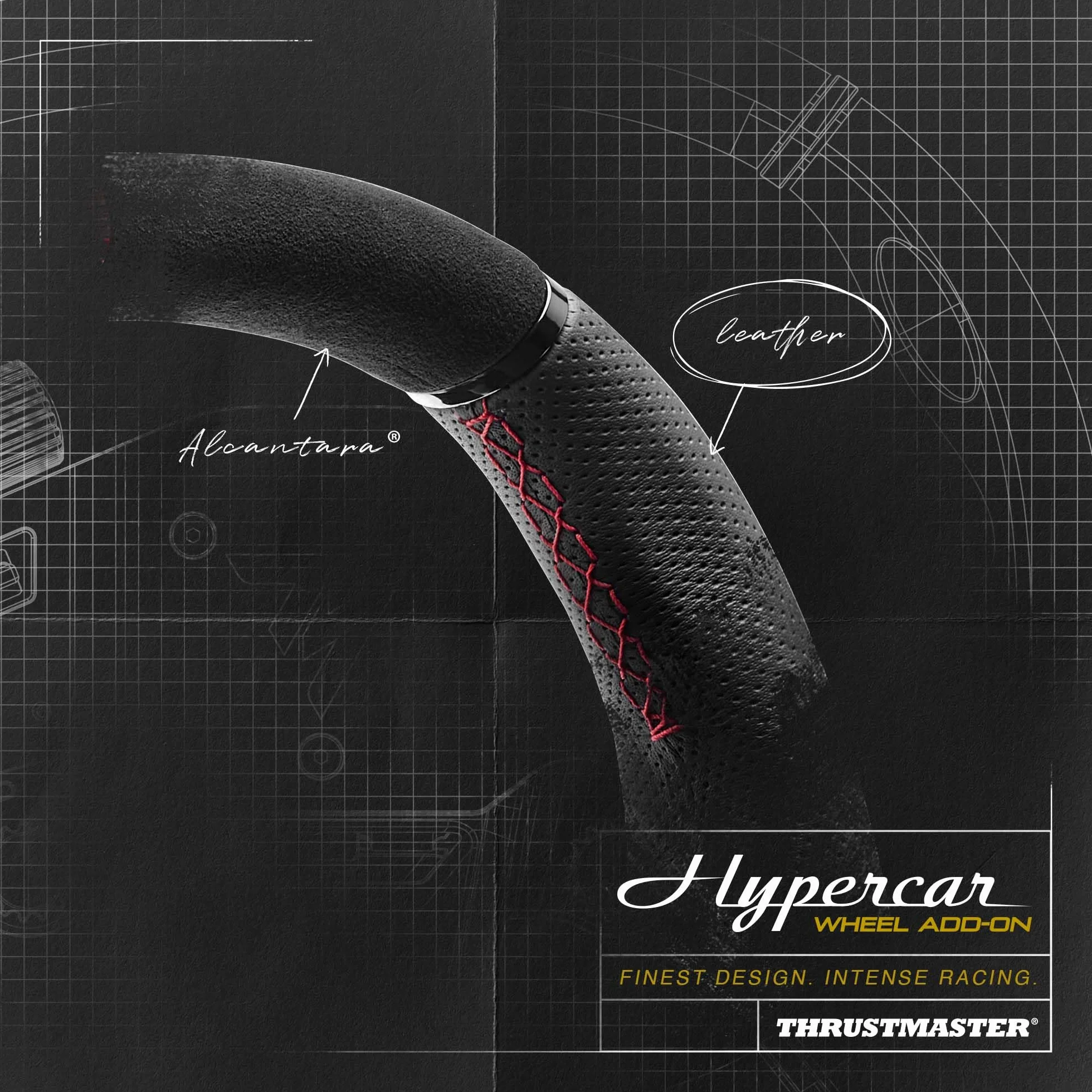 Thrustmaster Hypercar Wheel Add-On - Aro de Volante Premium (Cuero Auténtico y Carbono, Diseño Ovalado, Levas Magnéticas, Compatible con PS5, Xbox y PC) Licencia Oficial