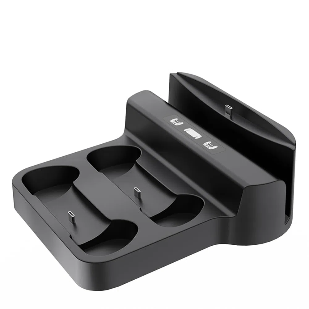 Soporte de Carga para PS Portal para PS5/PS5 Elite -Controller,Estación de Carga Base de Almacenamiento para Consola de Juegos y Mando Doble,Cargador portátil para Juegos (Negro)