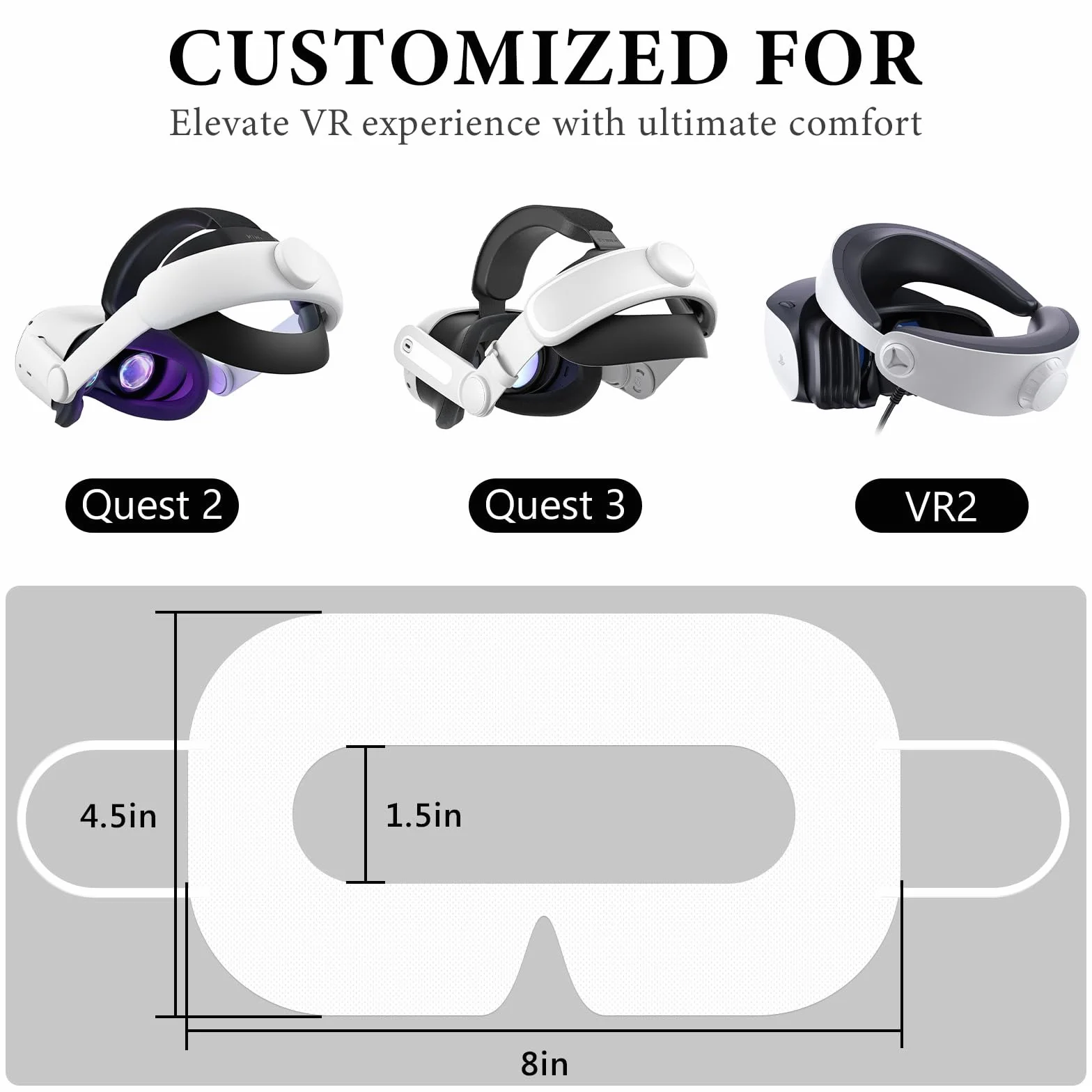 Geekria 100 Piezas VR máscara Facial desechable, Protector desechable para Oculus Quest VR, previene los Ojos (Blanco)