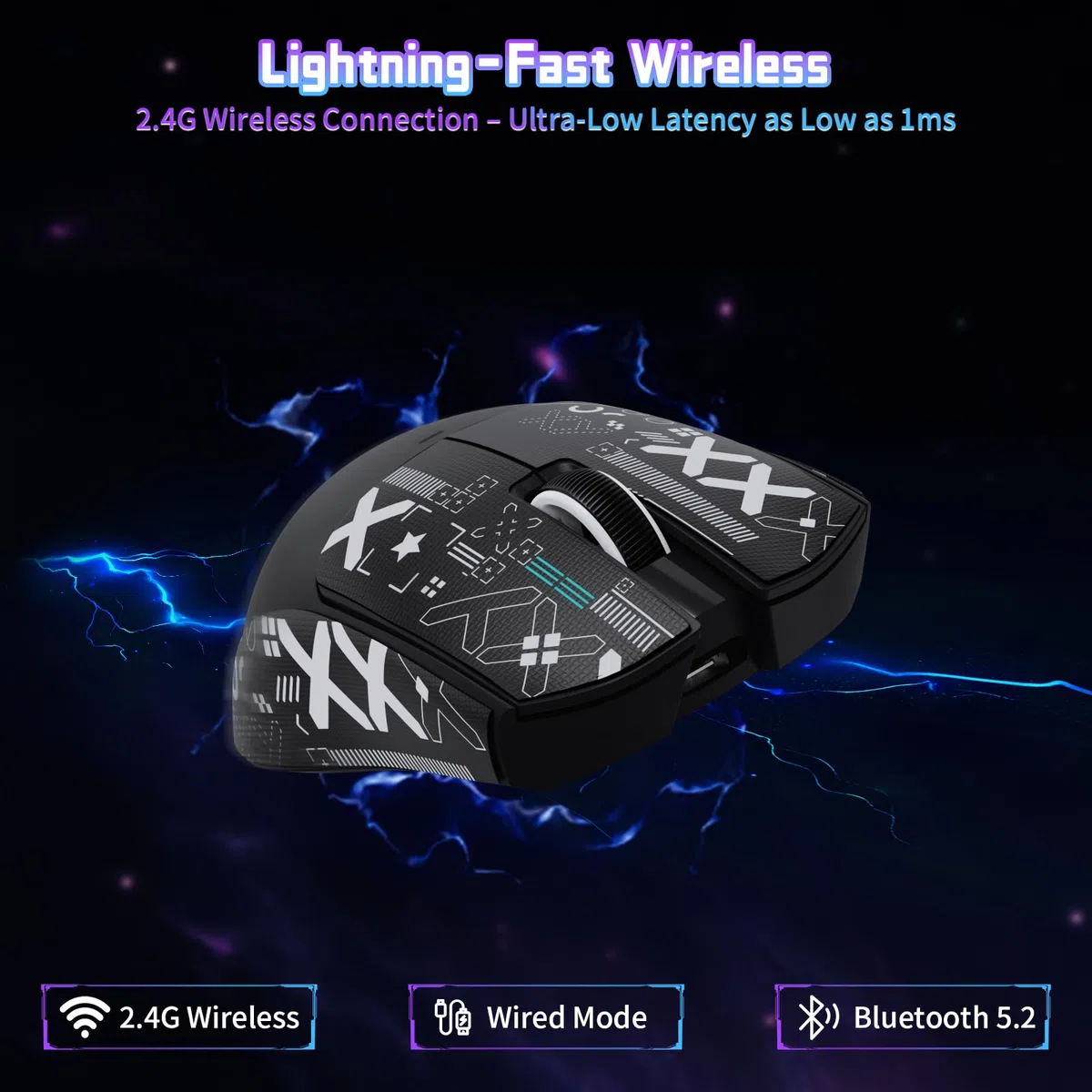 ATTACK SHARK X11 SE Ratón Gaming Inalámbrico, Sensor Gaming PixArt PAW3311, BT/2.4G Inalámbrico/Cableado, 22000 dpi, 65 Horas, Ratón para Oficina y Gaming para Win11/Xbox/PS/Mac (Negro + Cinta)