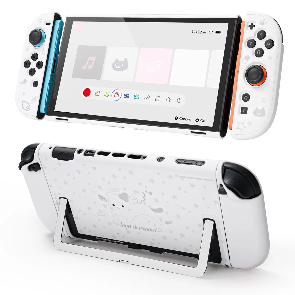 GeekShare Carcasa protectora compatible con Switch 2, funda acoplable de dibujos animados Kawaii compatible con Switch 2, diseño antiarañazos y de absorción de golpes, diseño de Star Kitty