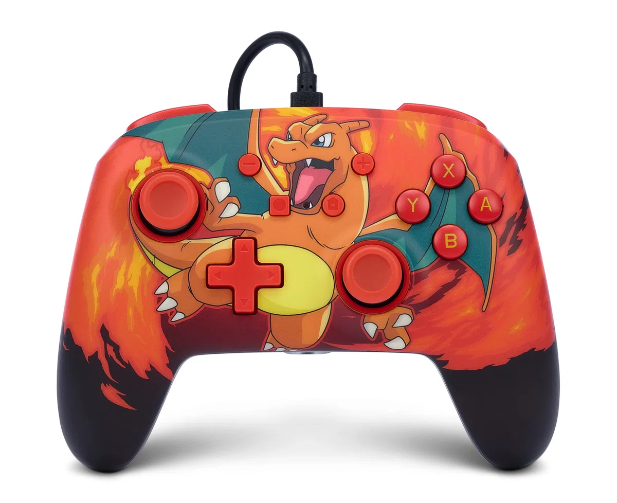 Mando con cable mejorado PowerA para Nintendo Switch - Pokémon: Charizard Vortex, mando, mando para videojuegos, mando con cable, con licencia oficial