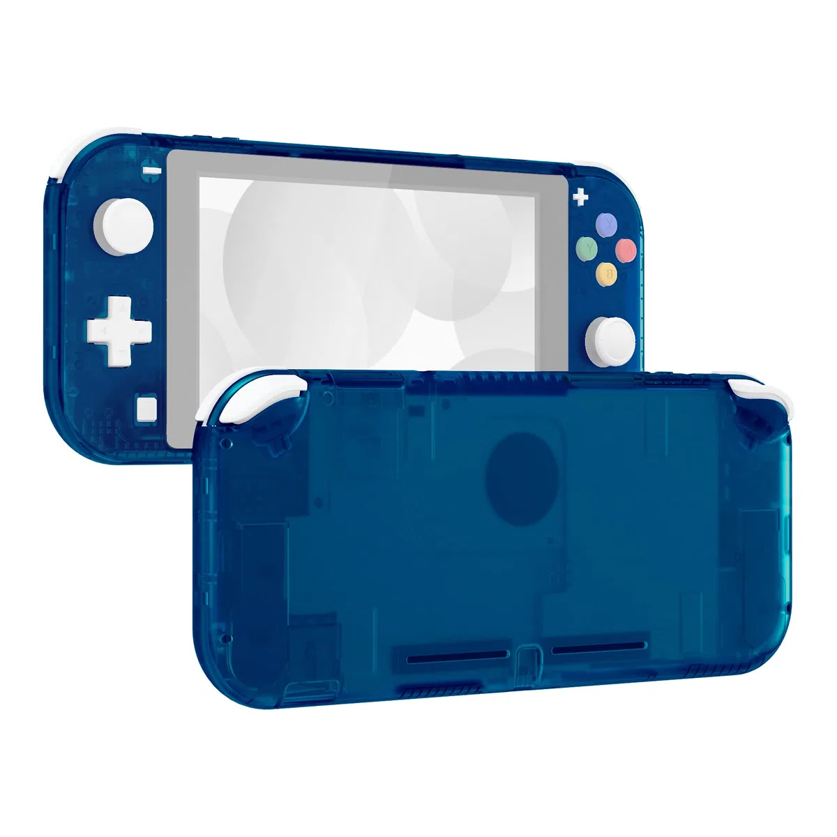 eXtremeRate Carcasa Transparente Compatible con Nintendo Switch Lite, Cubierta Completa de NSL Mando Portátil, Incluye Funda & Botones & Protector de Pantalla - Azul