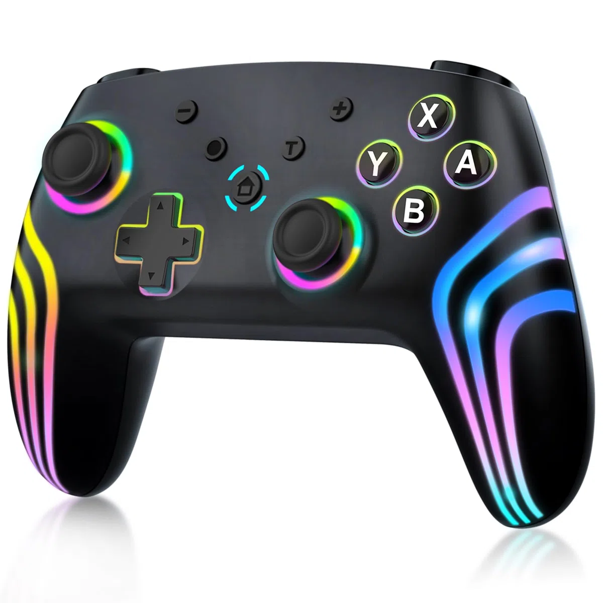 MYSTILUCK Mandos Inalámbrico Pro para Switch/Switch 2/Lite/OLED/PC, Controller con Iluminación RGB Cambiante 7 Colores/Disparador Hall Effect/Vibración Dual/Turbo, Mando con Diseño Ergonómico
