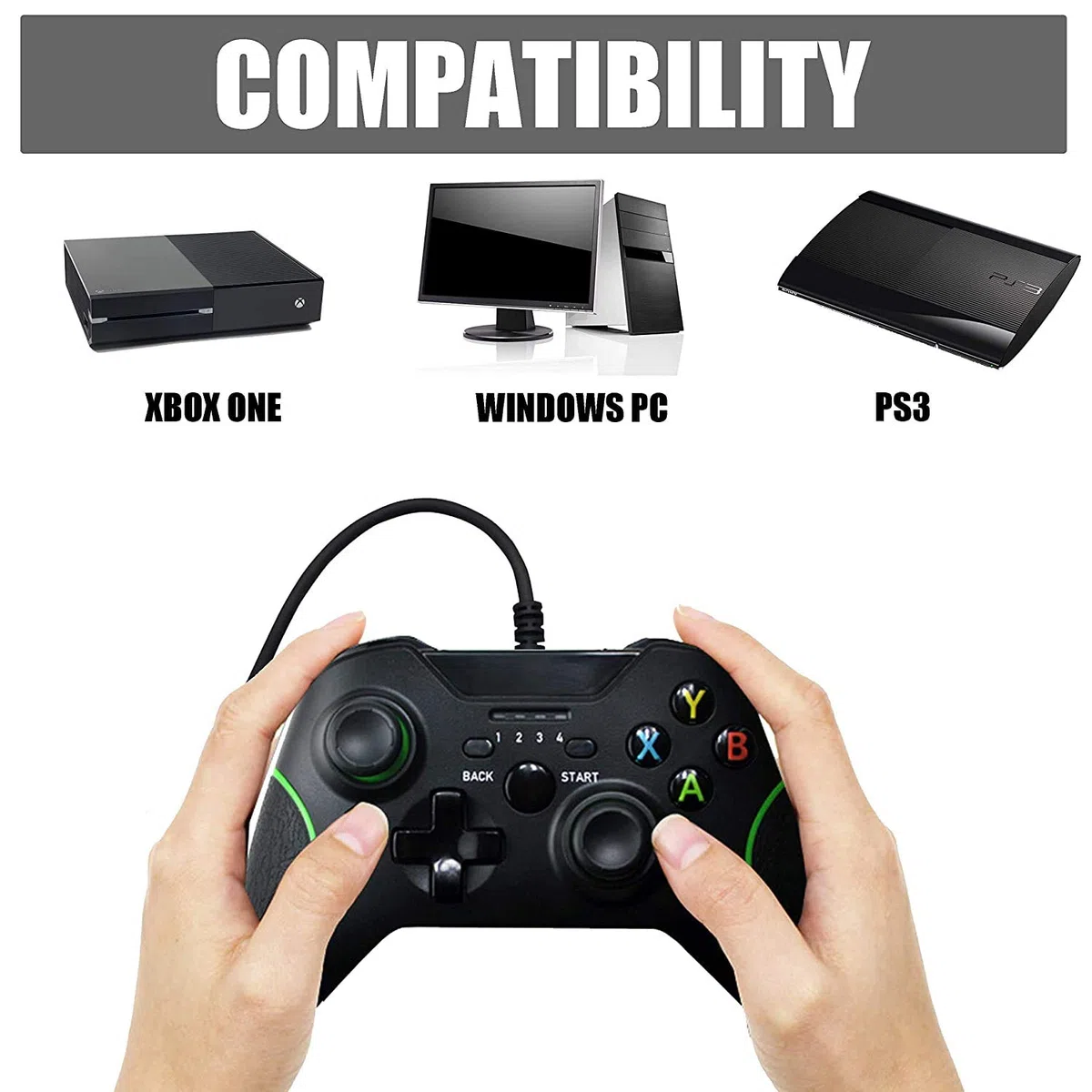 Controlador con cable para Xbox One, Xbox One con cable y mando USB compatible con Xbox One/S/X/PC Windows 7/8/10 con conector de audio de 3,5 mm