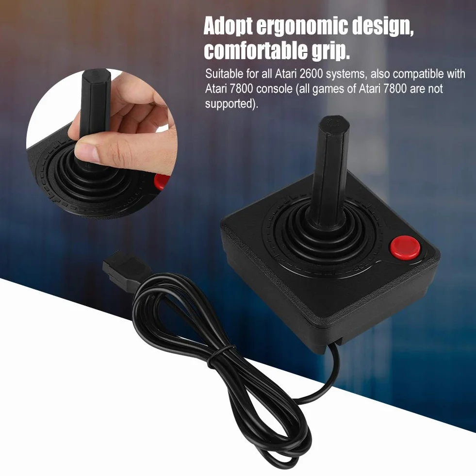 Nikou Joystick - Controlador de Joystick analógico 3D clásico Retro Resistente al Desgaste Control de Juego para A-tari 2600 A-tari 7800
