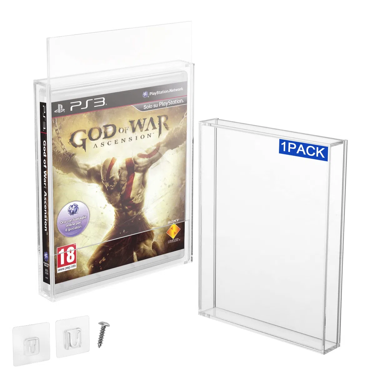 Funda protectora de acrílico transparente para videojuegos, para PS3, PS4, PS5 y Xbox One, 3 mm de grosor, a prueba de polvo, soporte de almacenamiento de pared para juegos (paquete de 1)