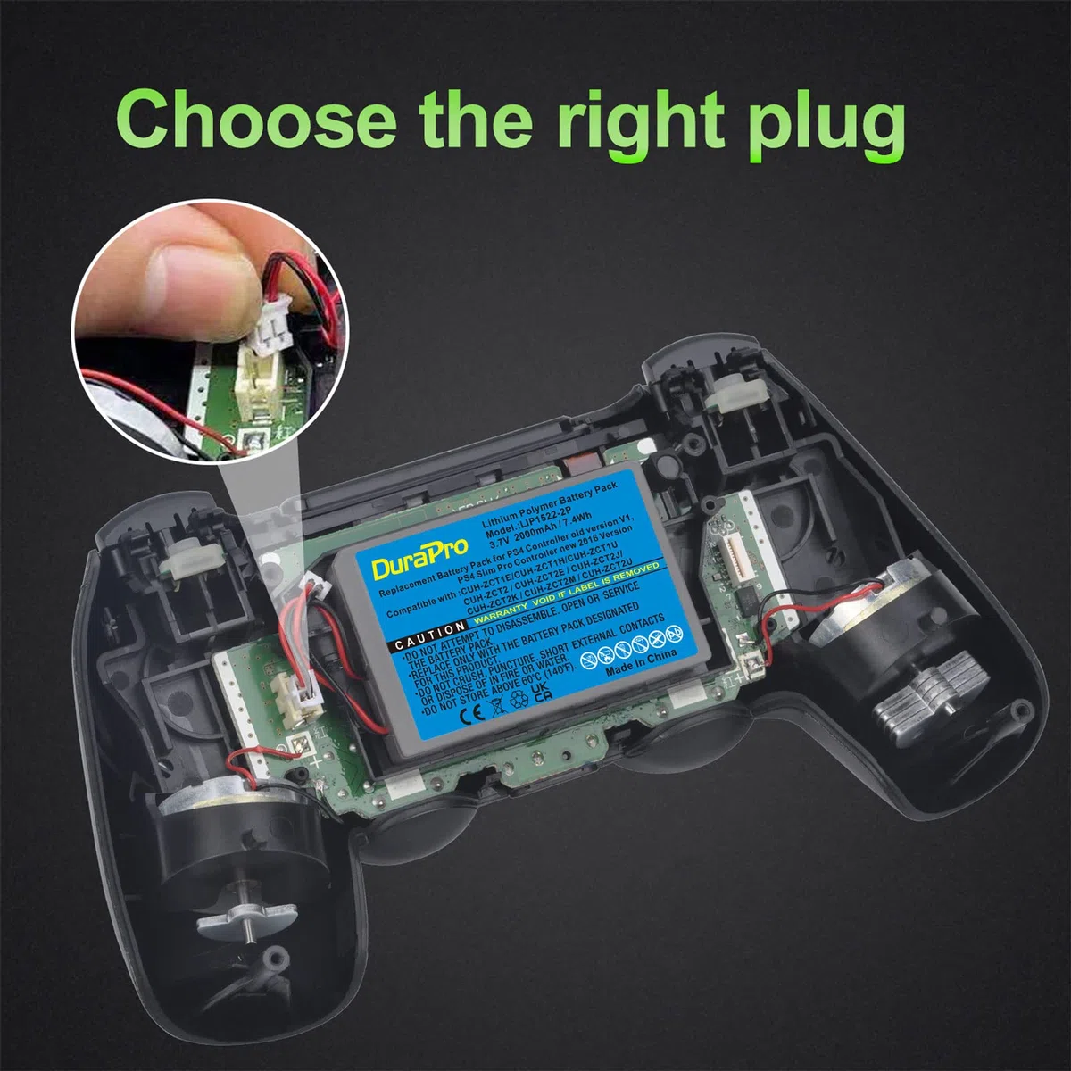 DuraPro 2 x 2000 mAh - Batería LIP1522 compatible con Sony PlayStation 4 PS4 V1 V2 Dualshock 4 CUH-ZCT1E CUH-ZCT1H CUH-ZCT1U CUH-ZCT2 o CUH-ZCT2U