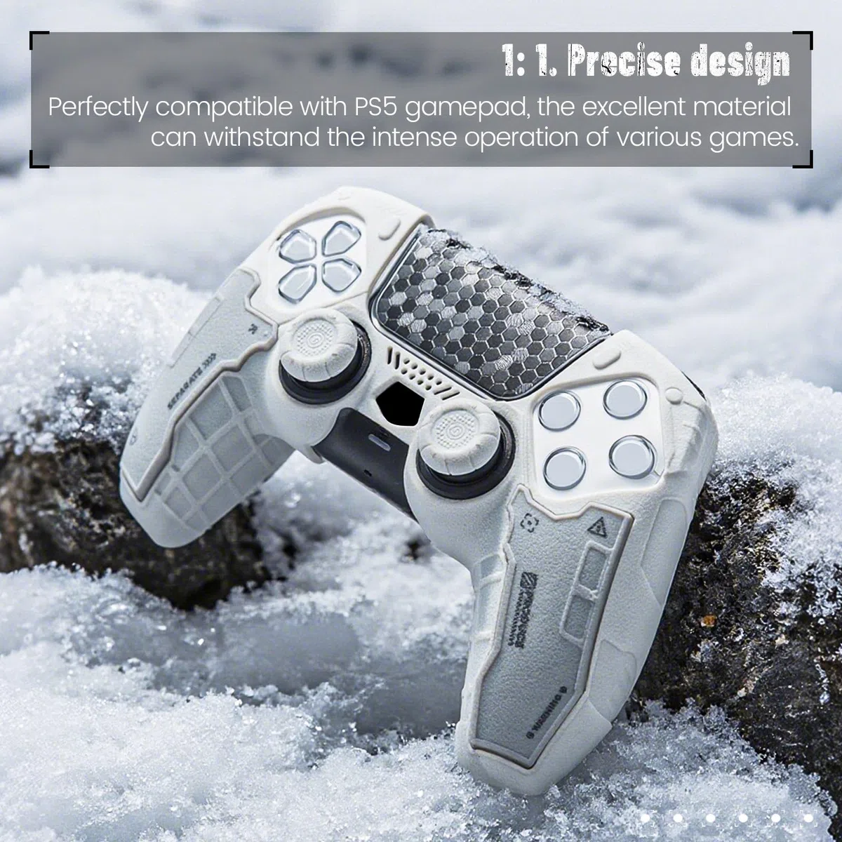 G.S.TAC - Juego de fundas para controlador táctico compatible con PS5, funda de silicona antideslizante compatible con controlador PS5, 2 empuñaduras para el pulgar y 2 calcomanías, compatible con