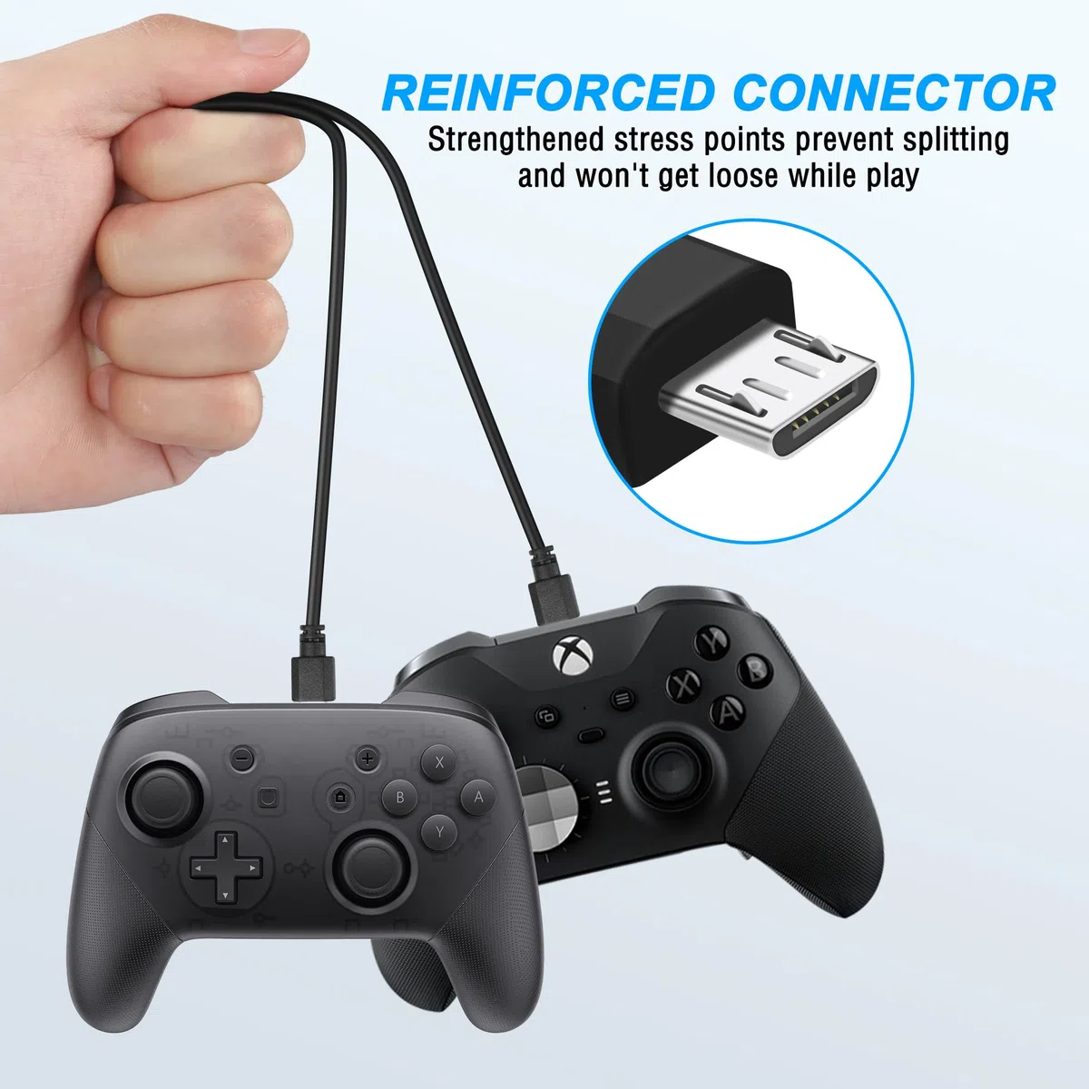 MEIRIYFA - Cable de carga para mando PS4, micro USB, alta velocidad, sincronización de datos, para PS4, PS4, Slim/Pro, PS Vita, Xbox One/One S, 1,5 m