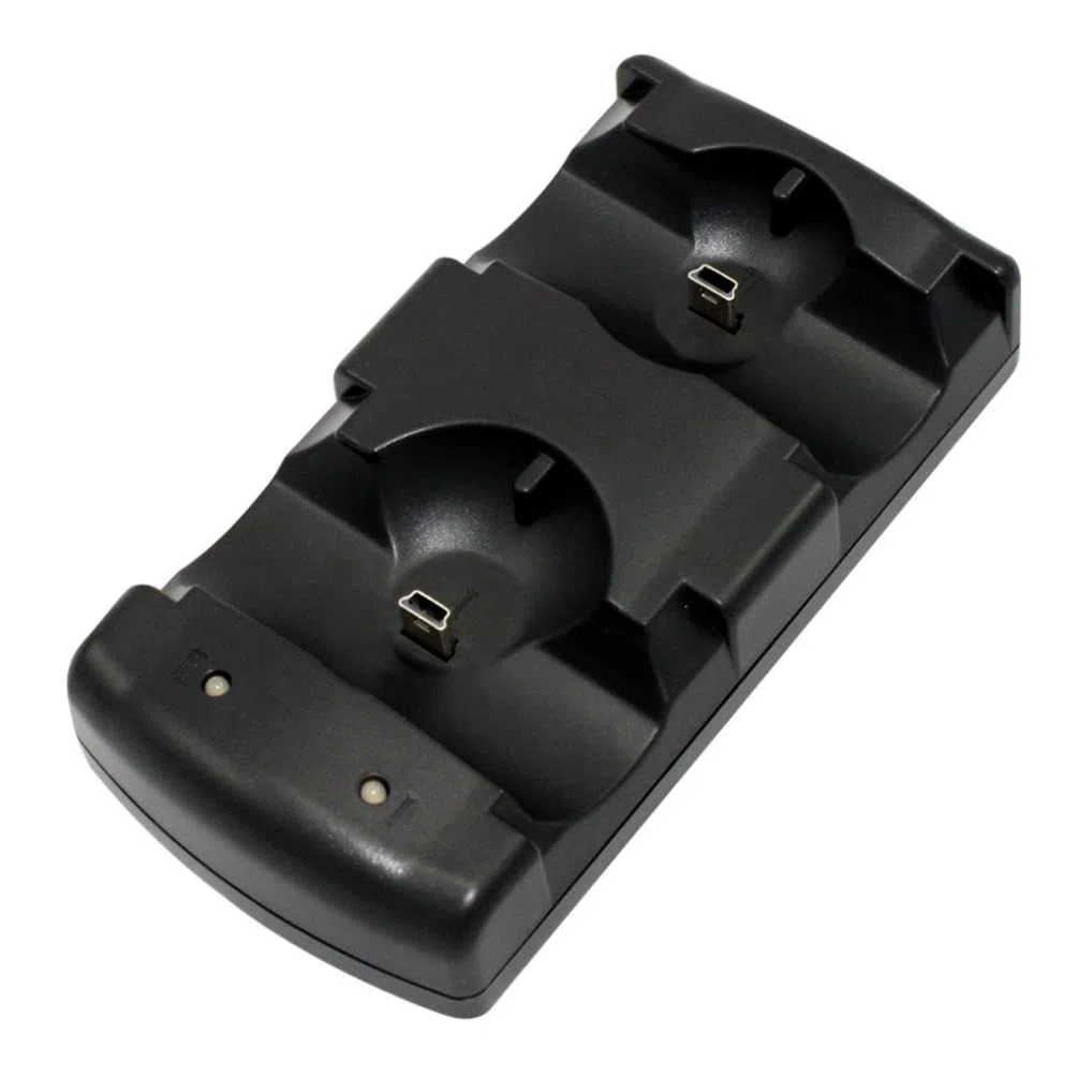 PS3/PS3 Move 2-in-1 Handle Cargador PS3 Controlador inalámbrico Dual-Seat Cargador PS3 Move Dual Docking Station Cargador con Cable de Carga-Negro