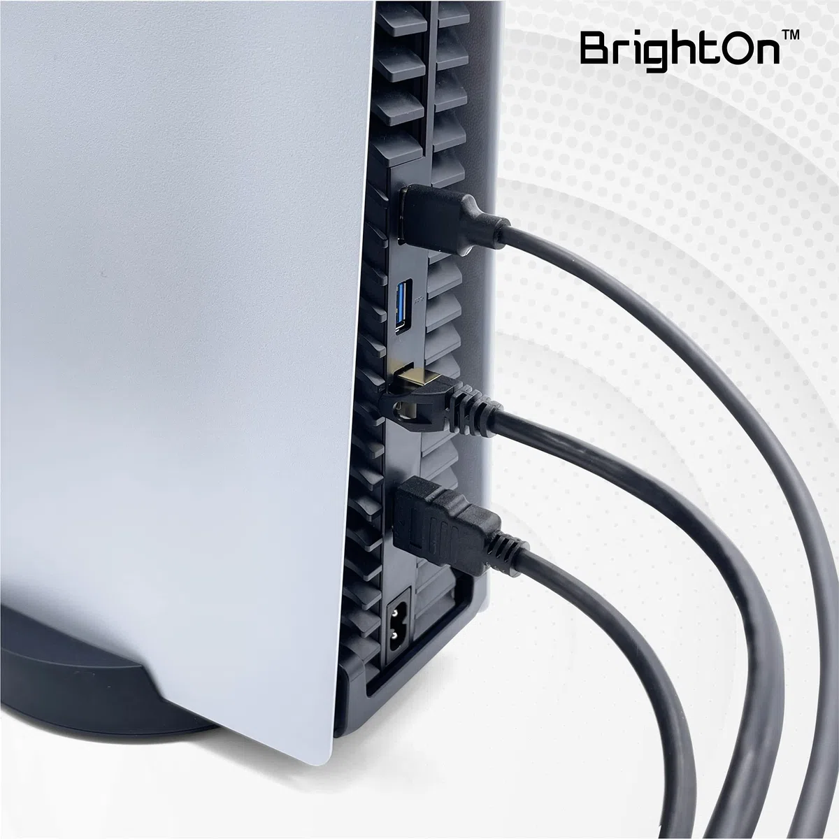 BrightOn Paquete Compatible Con PS5 | Cable Negro 8K HDMI 2.1 HDR 8K @60Hz/4K @120Hz | Ethernet CAT 7 de Súper Alta Velocidad | Carga Rápida USB A a USB C