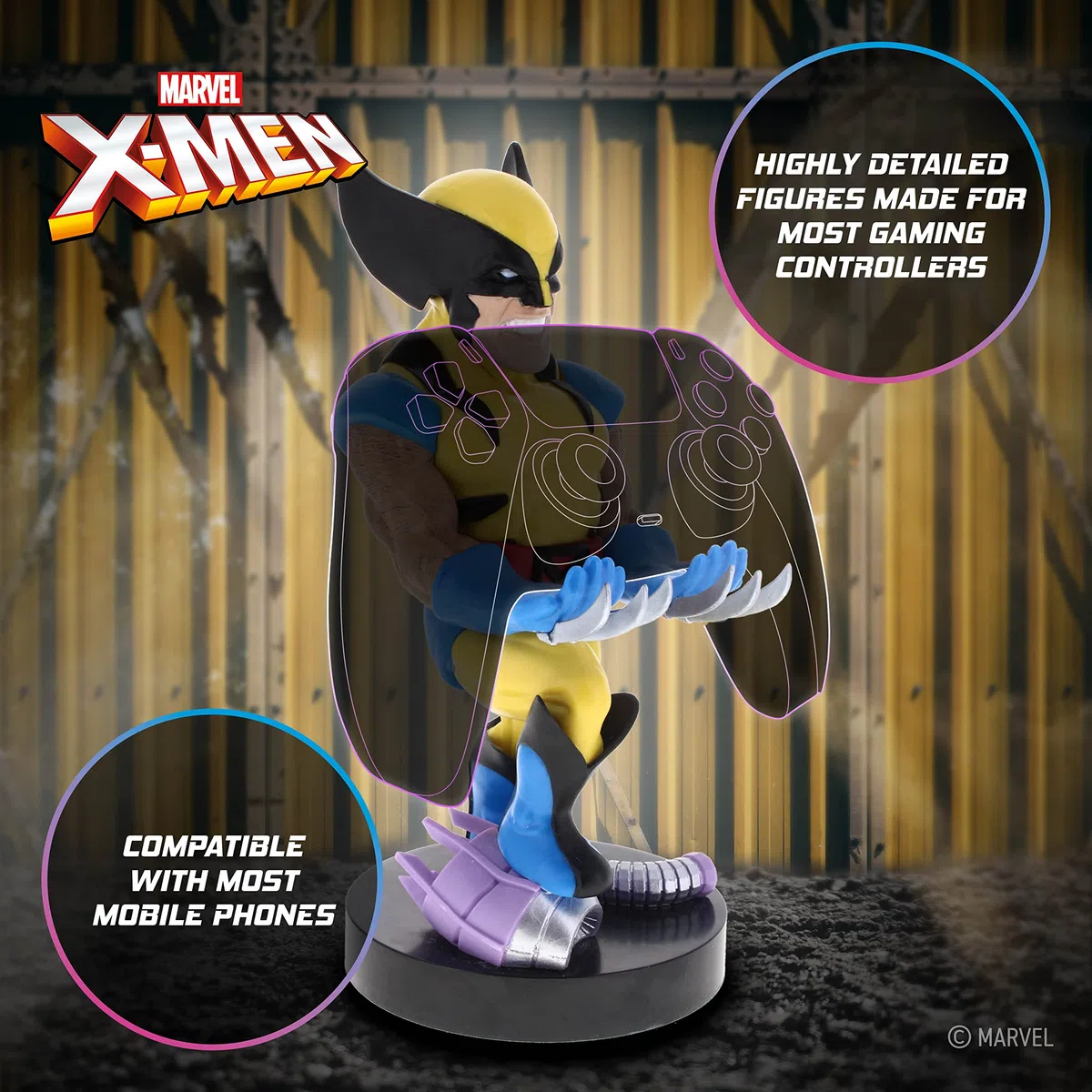 Cableguys Marvel Wolverine Soporte Mando y Movil - Figuras Soporte para movil y Mando, Compatible con Xbox, PlayStation y la mayoría de mandos estándar, Accesorios Escritorio para Setup Gaming