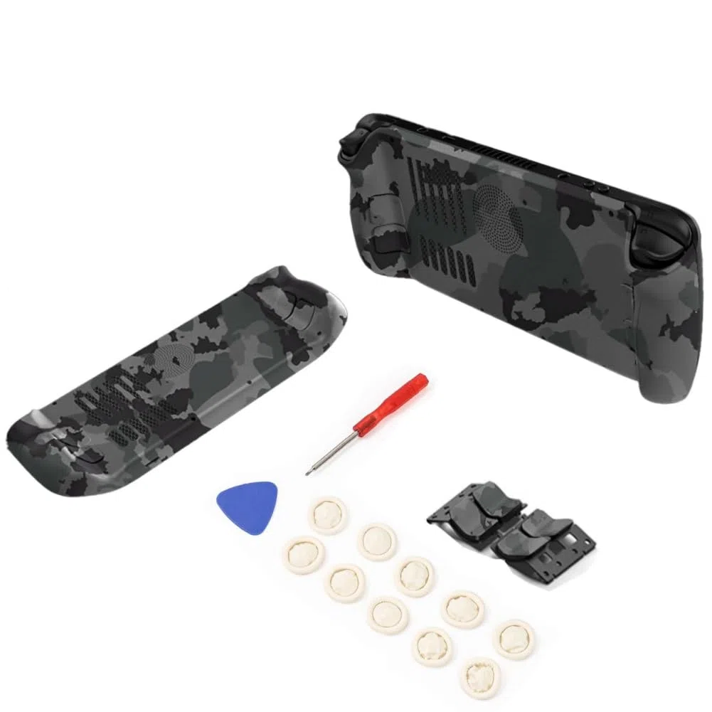 Hzxkqmil Placa Trasera de Repuesto para Steam Deck/Steam Deck OLED, Consola de Mano Panel Inferior con Ventilación de Refrigeración y Disipación de Calor (Camuflaje)