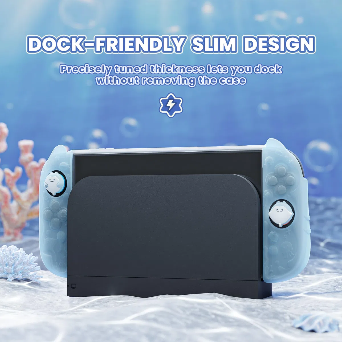 playvital Funda Protectora para Nintendo Switch 2 - Carcasa Trasera Rígida & Grips de Silicona, con Tapas para Joystick y Pegatina, Protección Antigolpes - Serie Ocean Whisper (Azul Menta)