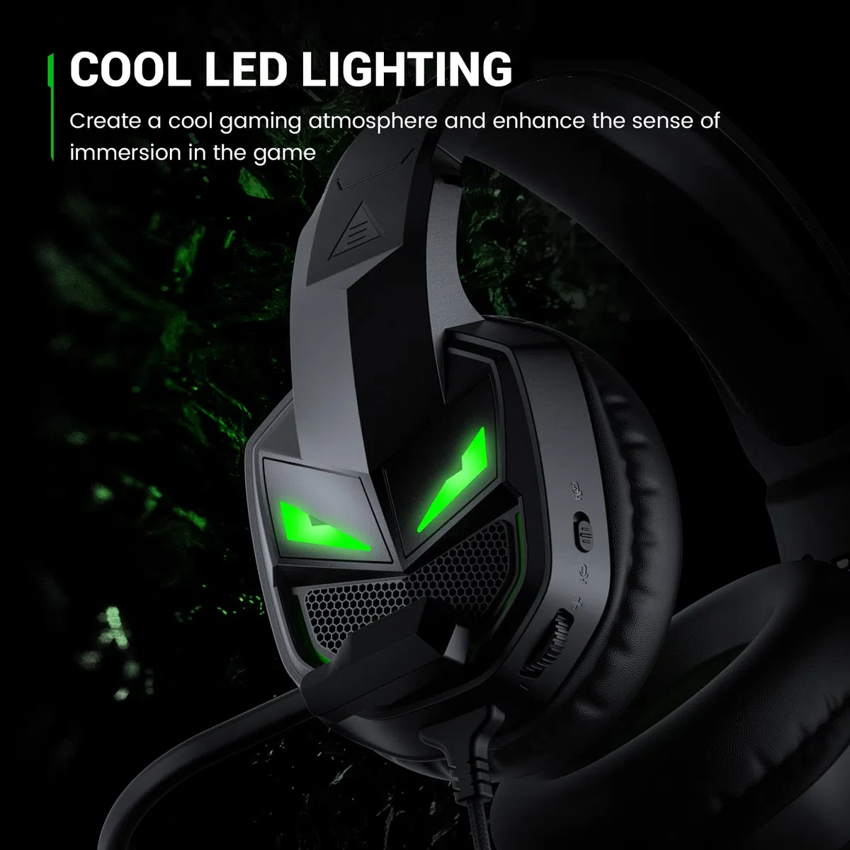 EKSA Fenrir Auriculares Gaming con Micrófono, RGB Cascos Gaming Compatibles con PS4, PS5, Xbox One, PC, Switch, Suave Orejeras de Memoria, Diadema Acolchada y Ajustable, 3.5mm Jack para PC