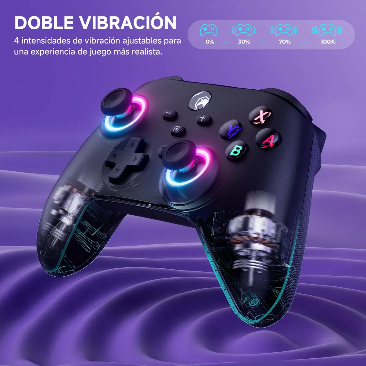 UPGRADE Mando para Switch/ Switch 2, Mando Inalámbrico con Gatillos de Recorrido, Batería 1000mAh, LED RGB/Gyro Axis/Turbo/Vibración/ Botones Programables, Mando Pro para Switch/PC/Android/iOS