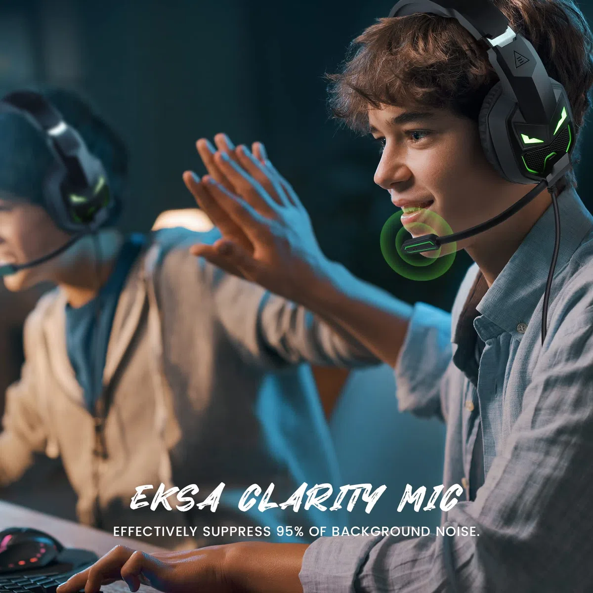 EKSA Fenrir Auriculares Gaming con Micrófono, RGB Cascos Gaming Compatibles con PS4, PS5, Xbox One, PC, Switch, Suave Orejeras de Memoria, Diadema Acolchada y Ajustable, 3.5mm Jack para PC