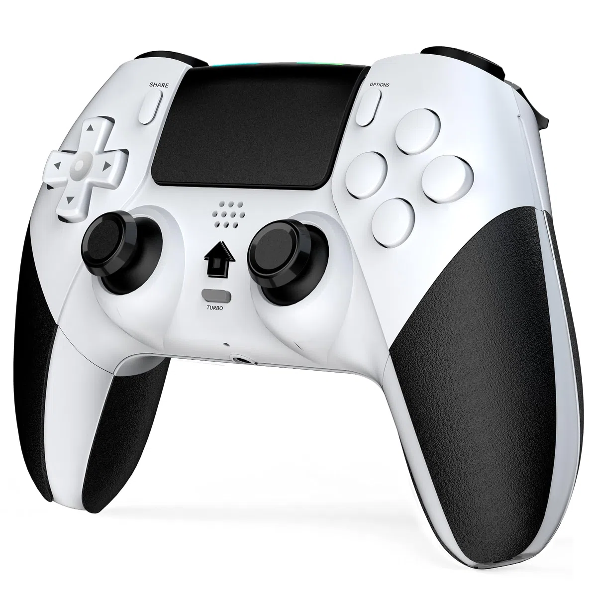 Shiptree Mando para PS-4, Mando Inalámbrico para PS4/Pro/Slim/PC con Doble Vibración, Turbo, Sensor Giroscopio, Panel Táctil, Audio Jack (Blanco)