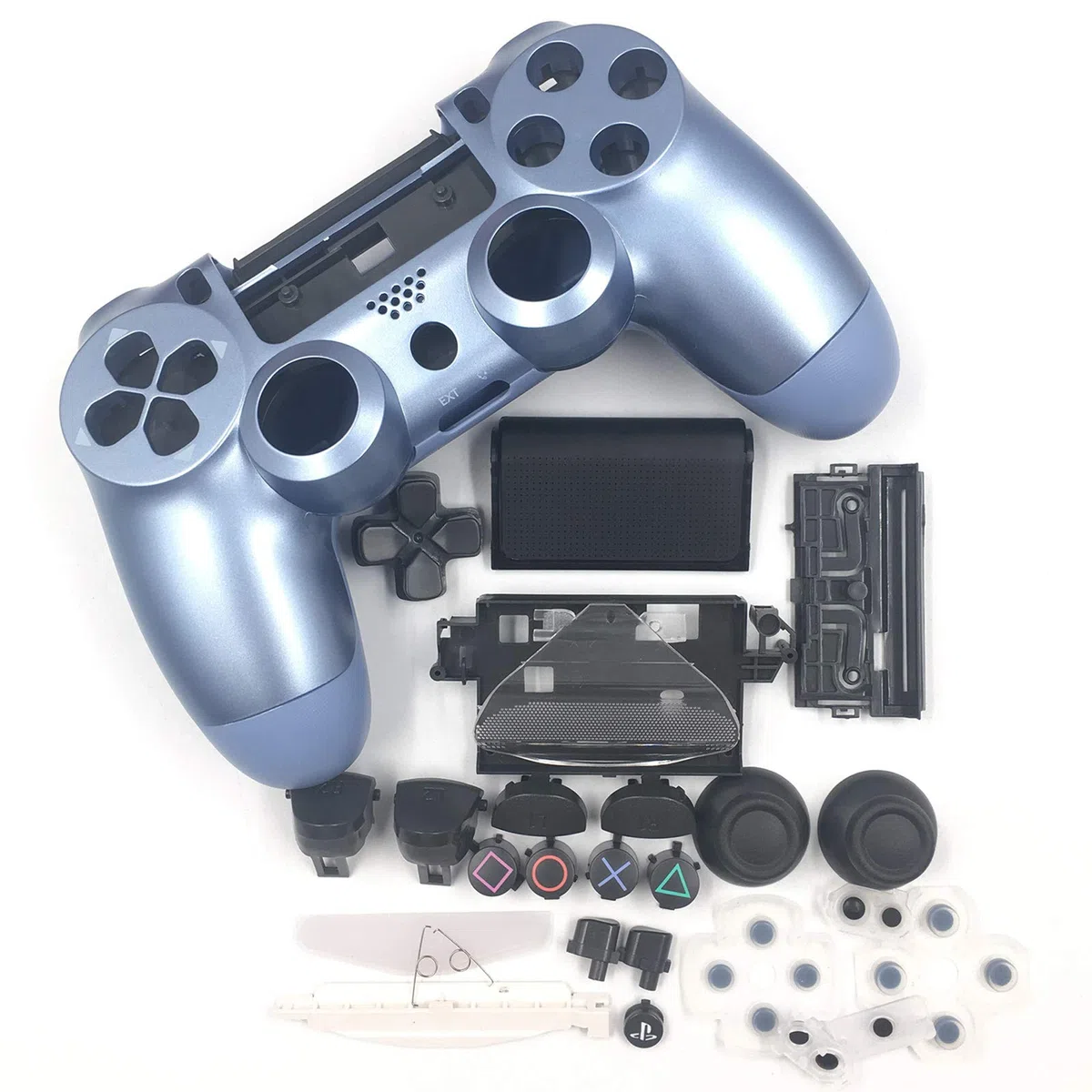 HUAYUWA - Carcasa de plástico para mando de juego con botones de repuesto para Playstation 4 Slim 4.0 JDM-040 (versión v1), color azul titanio