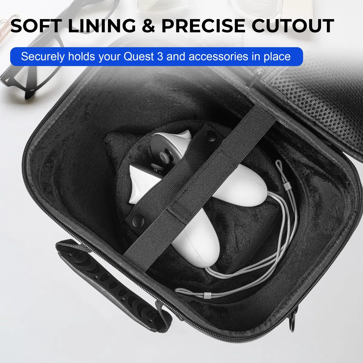 Funda de transporte grande mejorada para Quest 3, Black, Clásico