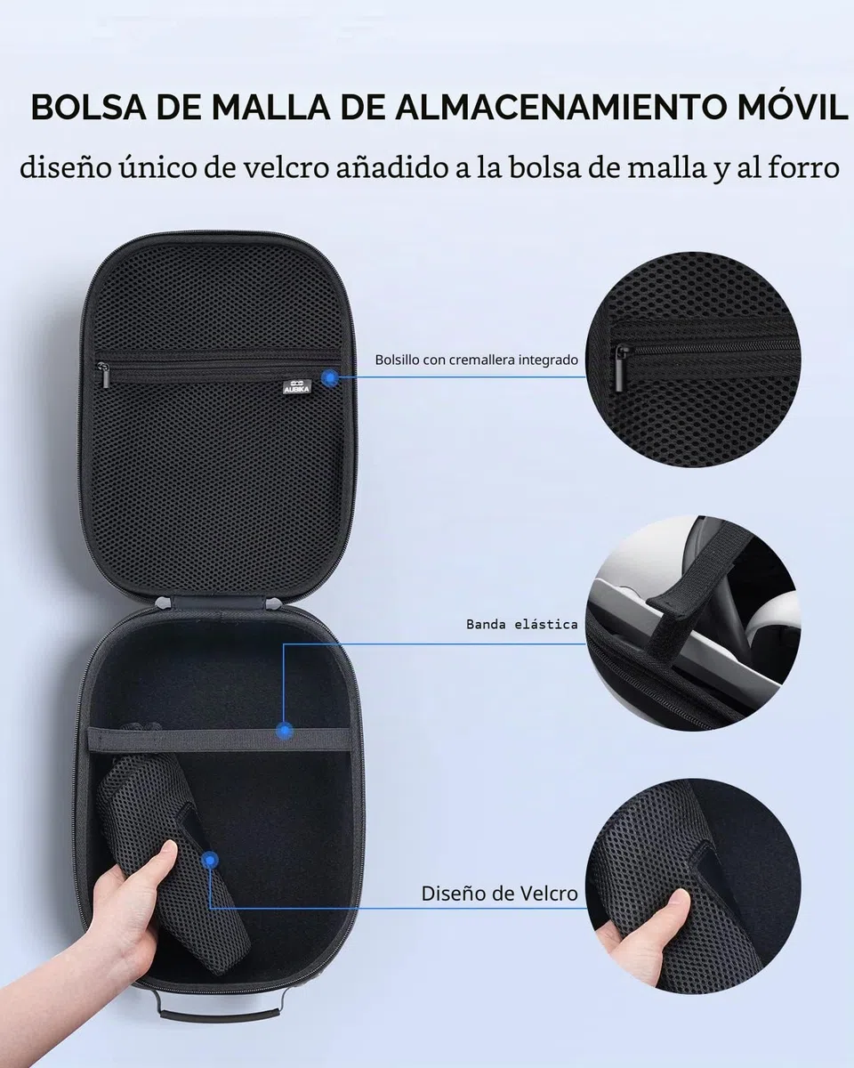 Aubika Carrying Case for Meta Quest 2 / Quest 3/Pico 4/Vision Pro, Compatible con Accesorios de Correa para Auriculares Elite/Battery Strap Accessories, Hard Travel Case