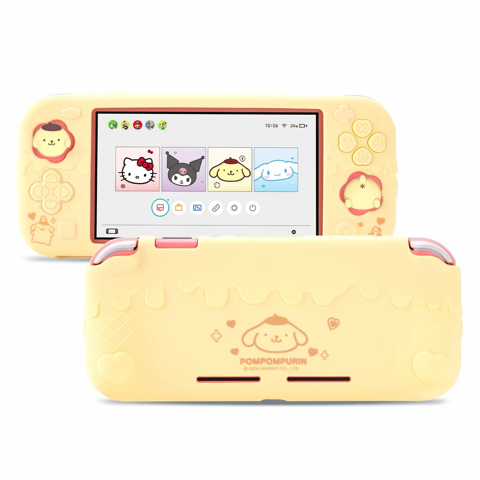 Kuitmor Estuche Protector para Switch Lite, Funda Kawaii para Switch, Carcasa Protectora de Silicona Suave Antirrayaduras para Switch Lite 2019 con 2 Tapas de Agarre