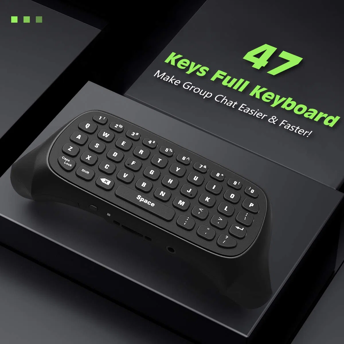 TiMOVO Mini Teclado con retroiluminación Verde para Xbox One, Xbox Series X|S, Mando de Juego del Teclado con Auriculares y Conector de Audio, para Xbox One/One S/One Elite, Receptor 2.4G Incluido -