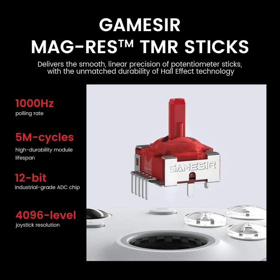 GameSir G7 Pro Mando 1000Hz con Estación de Carga para Xbox Series X|S, Xbox One, Windows 10/11 & Android – Joysticks TMR, Gatillos Ajustables & 4 Botones Programables – Shadow Ember