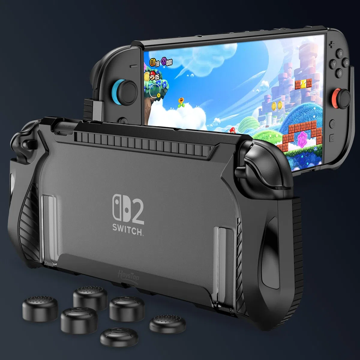 HEYSTOP Funda para Nintendo Switch 2 Paquete de Accesorios con Carcasa Protectora para Switch 2 Película Templada para Switch 2,Volante de Carreras y Funda de Joycon para El Mando de Nintendo Switch 2