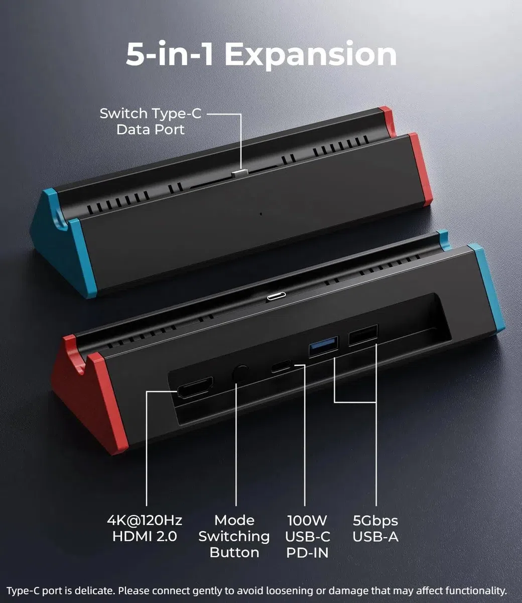 Antank Portátil Dock Compatible con Nintendo Switch 2/1/OLED, Switch 2 TV Dock con 4K a 60 Hz Salida HDMI/100W Carga Entrada/USB3.0, Cargador Base Support Switch 2 Oficial Repuesto