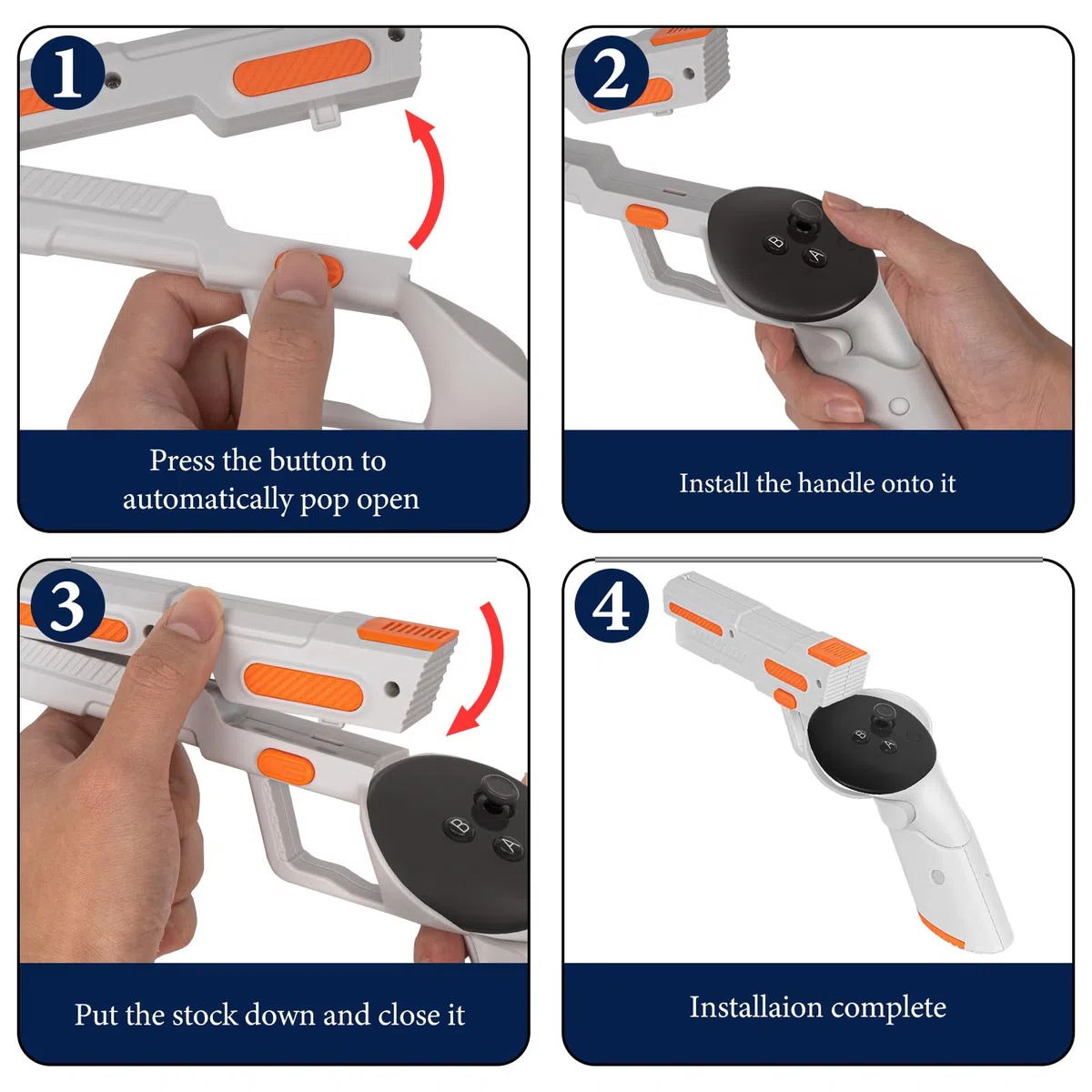 Geekria VR Game Gun Controller Cover compatible con Meta Quest 3, accesorios de mango de juego de disparos, sensación de sujeción de realidad de juegos FPS mejorada (1 par)