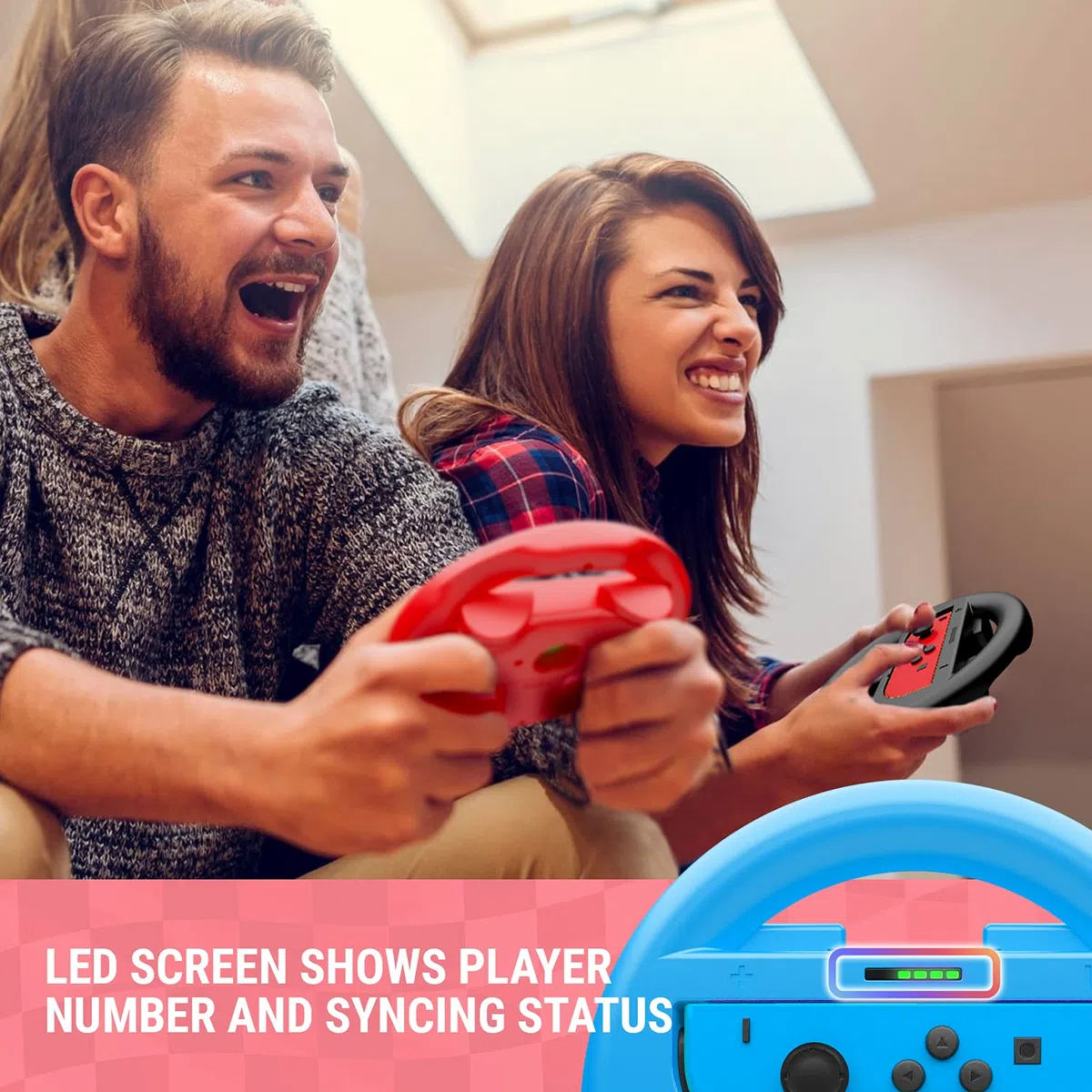 Orzly Volantes 4 en 1 Para Mario Kart Nintendo Switch - Accessorios de Volante para los mandos JoyCon - No Incluye Consola y Joy-Con