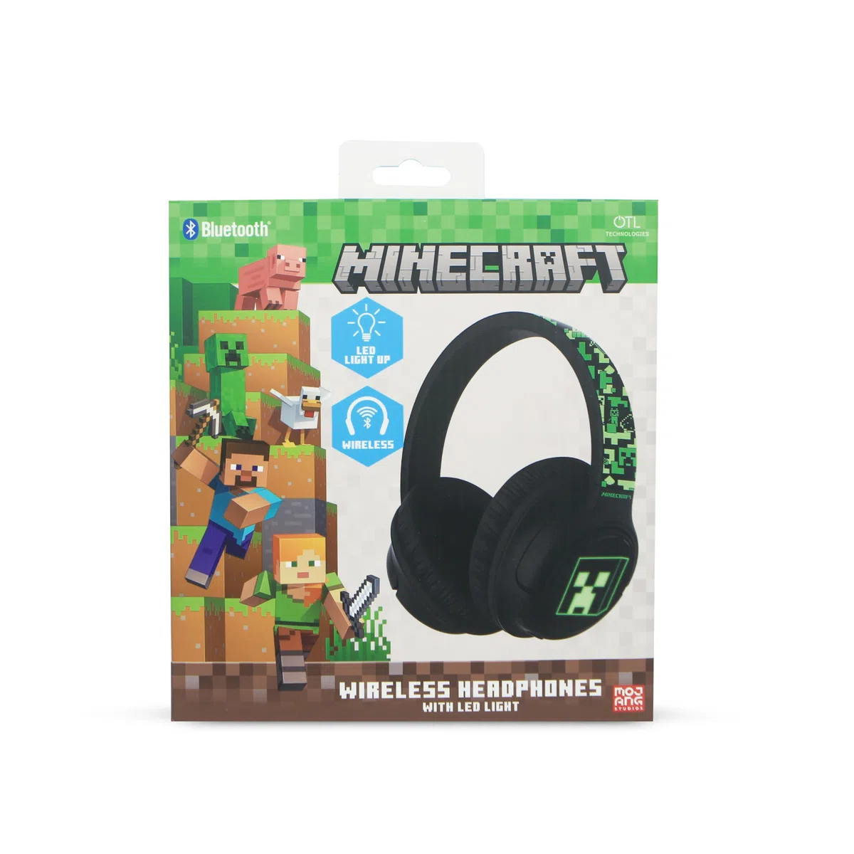OTL Technologies Auriculares INALÁMBRICOS Minecraft Plegables con LUZ LED