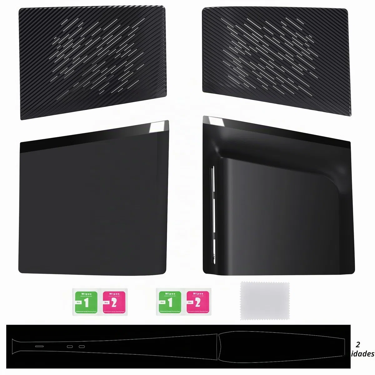 eXtremeRate eXcover Carcasa Superior e Inferior de Repuesto Compatible con ps5 Slim con Lector de Discos, Paneles Laterales y Tapa Trasera con Ventilación Placa para ps5 Slim Consola - Negro