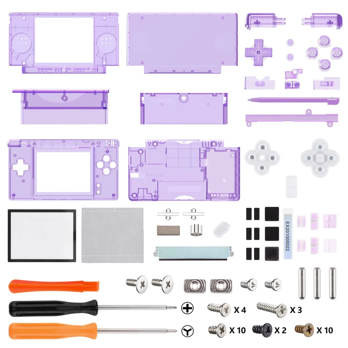 eXtremeRate Carcasa para Nintendo DS Lite Funda Protectora Personalizada Placa Cubierta Completa con Botones y Lente de Pantalla para Nintendo DS Lite NDSL - NO Incluye Consola Transparente