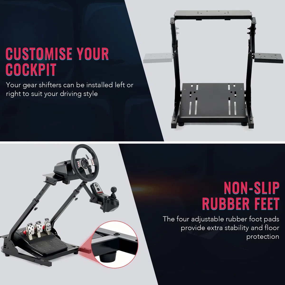 CO-Z Soporte Volante Plegable Compatible con Simuladores y Volantes como Logitech G920 G27 G25 G29 Thrustmaster T80 T150 TX F430 y Más Soporte para Volante Ajustable en Altura sin Pedales ni Volante