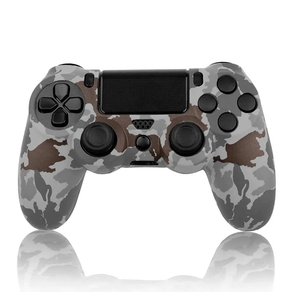 OcioDual Funda de Silicona Compatible con Mando PS4/Slim/PRO Camuflaje Gris GF40089 Carcasa Anti Caídas Golpes Goma Flexible