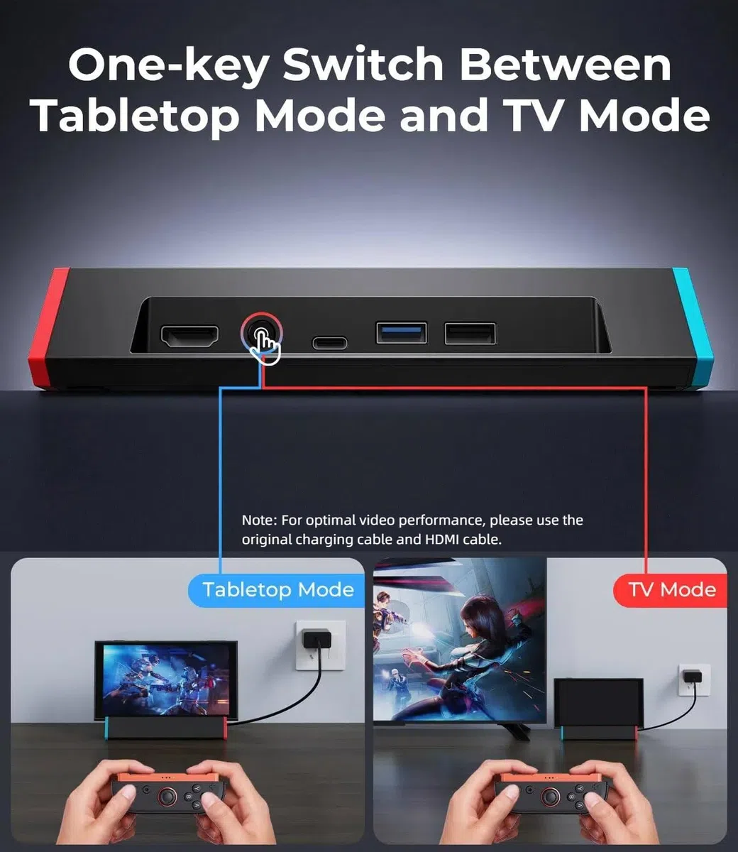 Antank Portátil Dock Compatible con Nintendo Switch 2/1/OLED, Switch 2 TV Dock con 4K a 60 Hz Salida HDMI/100W Carga Entrada/USB3.0, Cargador Base Support Switch 2 Oficial Repuesto