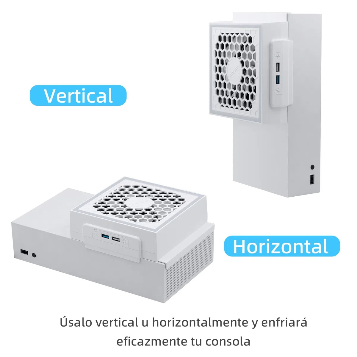 Mcbazel Ventilador de Refrigeración para Xbox Series S, RGB LED, 3 Velocidades Ajustables, Bajo nivel de Ruido, Enfriador Externo con Puertos USB adicionales solo para Consola Xbox Series S