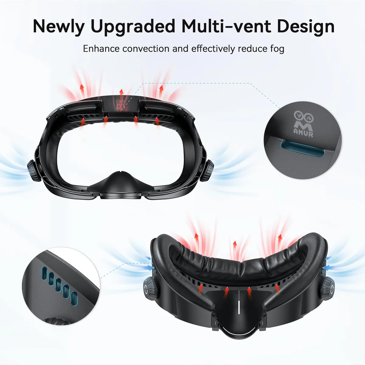 AMVR FC4A Face Cover Pad interfaz Facial Compatible con los accesorios Meta/Oculus Quest 3, cojín de seda de hielo con diseño de ventilación, para Halo Head Strap with Fan (no Compatible con Quest 3S)
