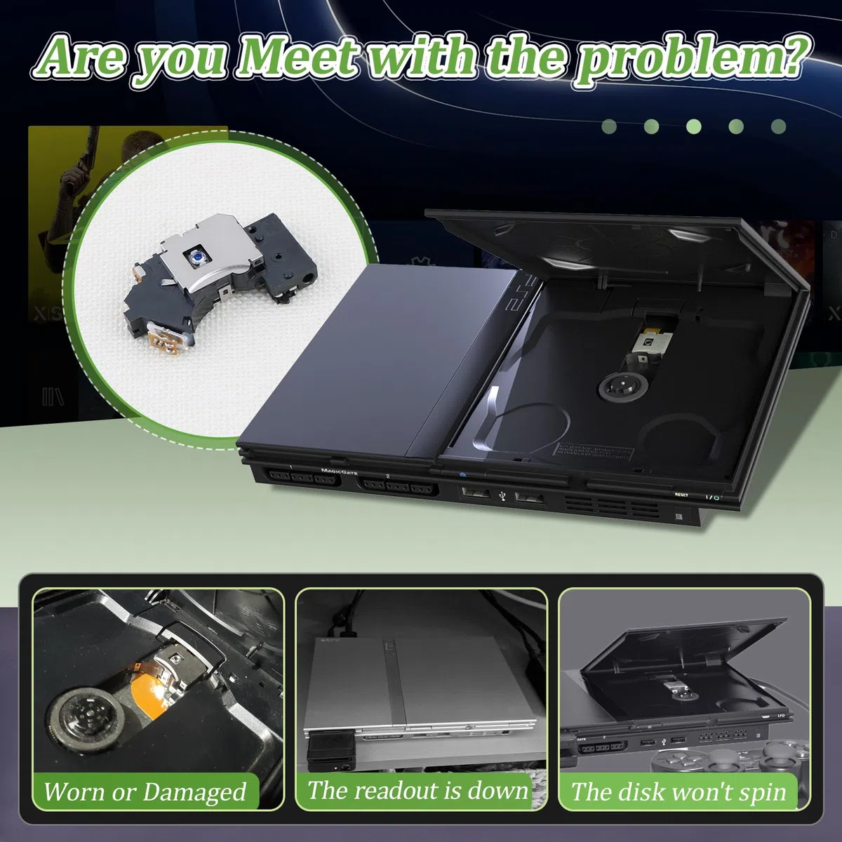 RongZy PVR-802W Laser Lens para PS2 Slim 7W 9W Lente Láser Reemplazo con Herramientas de Reparación