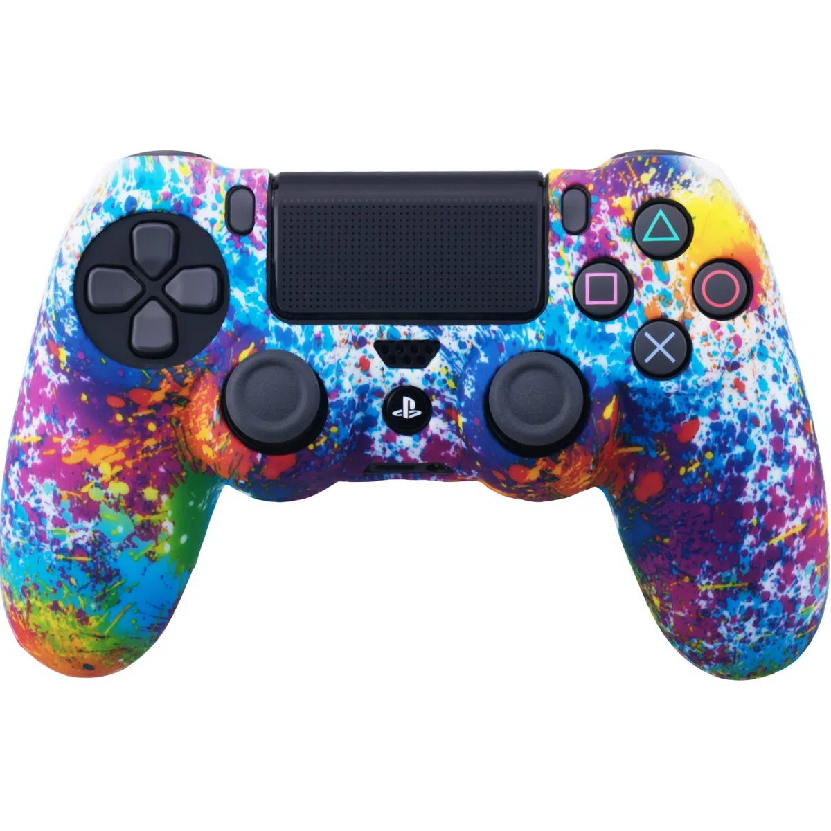 YoRHa Transferencia Agua Impresión Silicona Fundas Protectores Cubierta para PS4/Slim/Pro Dualshock 4 Mando x 1 (Salpicaduras de Pintura) con Thumb Gripsx 10