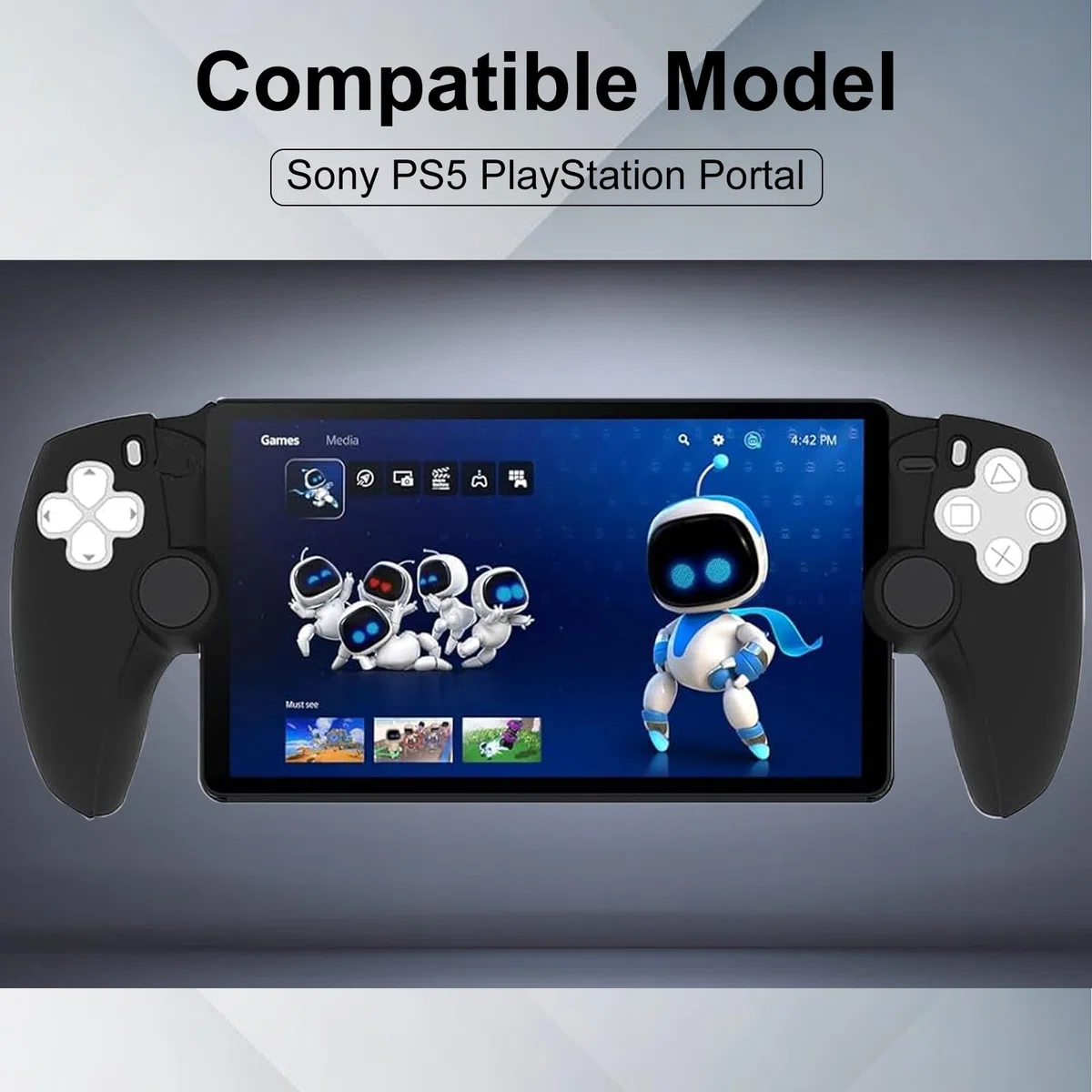 Funda para Sony PlayStation Portal, Ligera Suave TPU Anti-arañazos, Anti Drop Anti-Choque Case para Sony PlayStation Portal, Negro